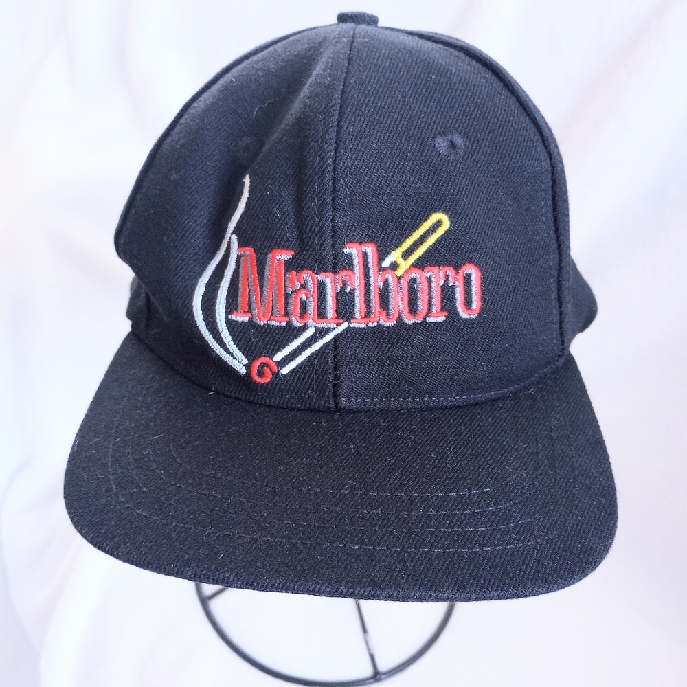 Vtg Marlboro Tobacco Promo Embroidered Cigarette Grunge Snapback Hat  Trashcore